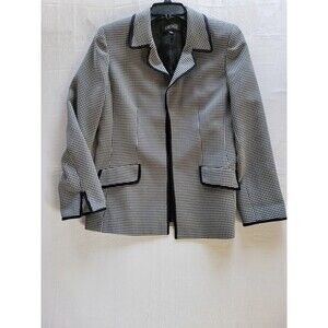 kasper Blazer jackets Checkered  10 Women's Open. Black & White Classic